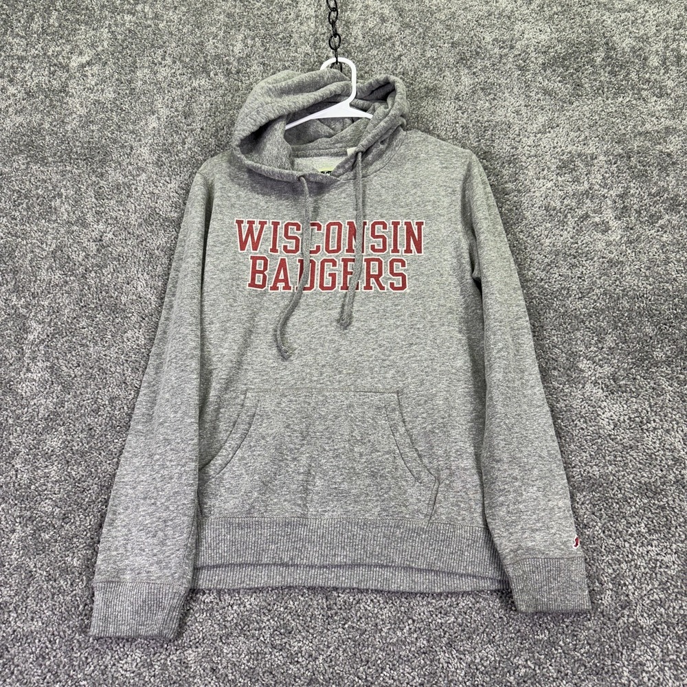Wisconsin Badgers Sweatshirt Hoodie Womens Medium Gray NCAA Basketball League